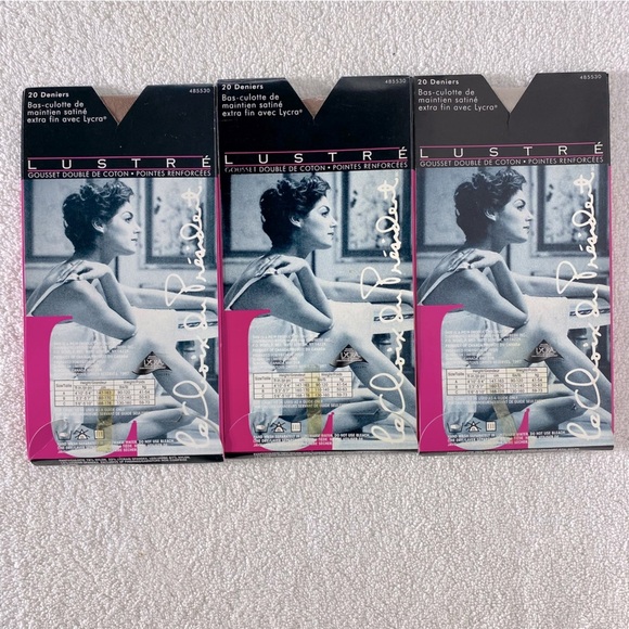 Vintage Presidents Choice Shimmer Cotton Gusset Stockings Pantyhose In Linen x3 - Picture 6 of 8